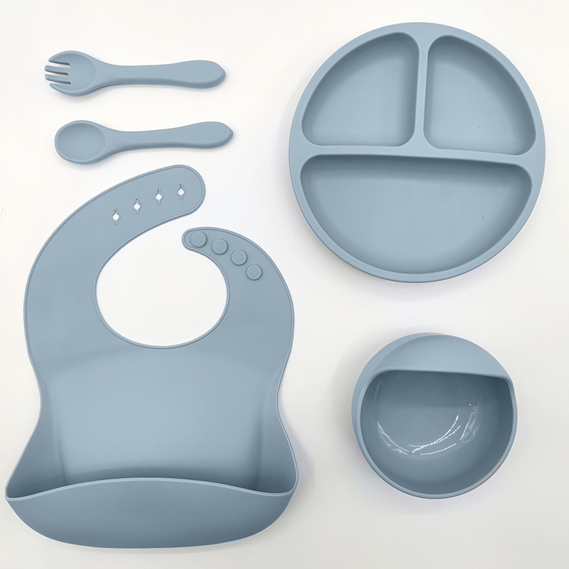 Juego de vajilla de silicona para niños, vajilla para alimentación maternoinfantil, plato de comida, tazón de comida, bebé aprende a comer, plato separado