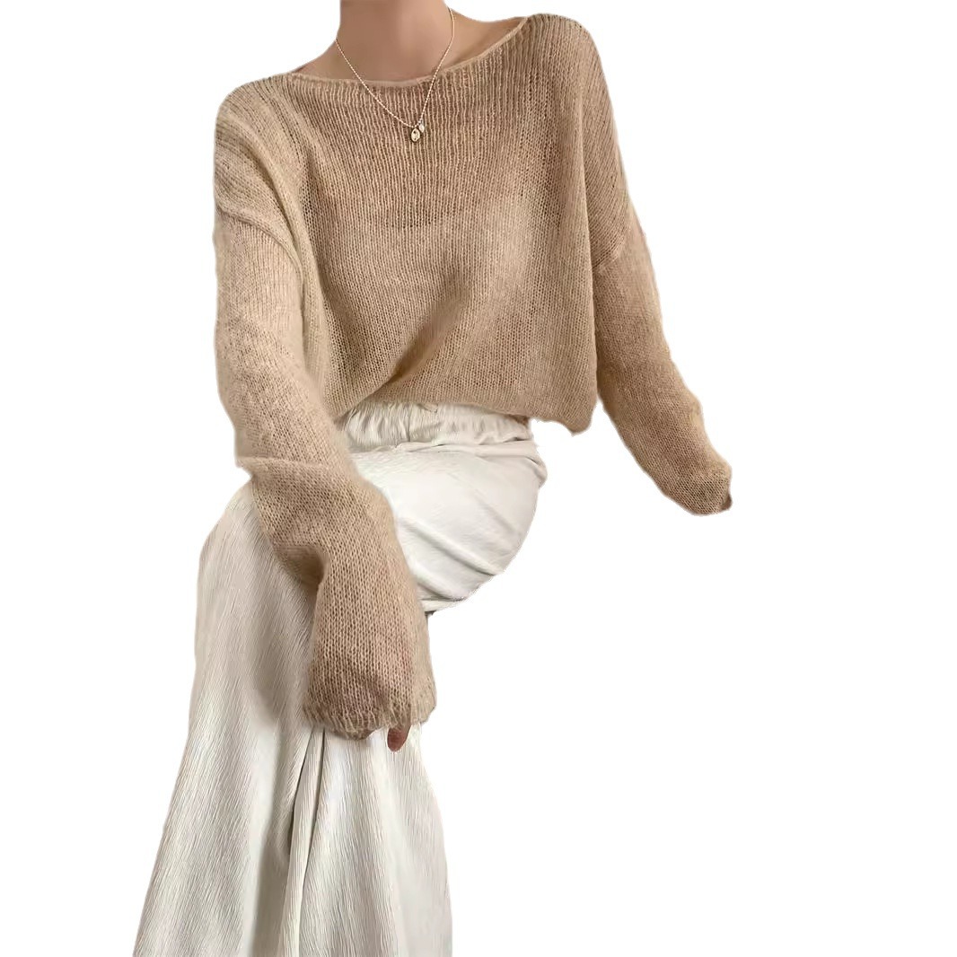 [Real Shot] alta proporción suave mohair suéter de punto primavera y otoño nueva blusa suelta delgada corto superior image 6