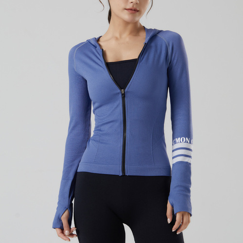 Yi Yang Autumn/Winter Sports Hooded Jacket, Fingerless Hooded Yoga Jacket Running Fitness Sports Jacket