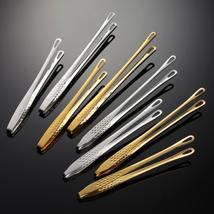 Custom 304 Stainless Steel Food Clip Barbecue Clip Multi-specification Barbecue Shop Tools Titanium Plated Outdoor Hotel Public Chopsticks Clip