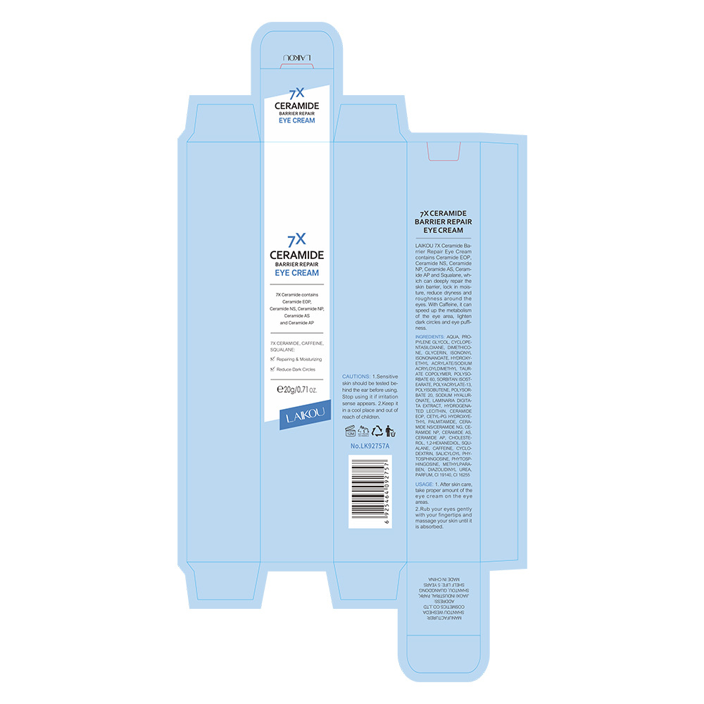 LAIKOU 20g Cross-border Ceramide Eye Cream is a skincare product from a manufacturer that hydrates and moisturizes the skin around the eyes undefined