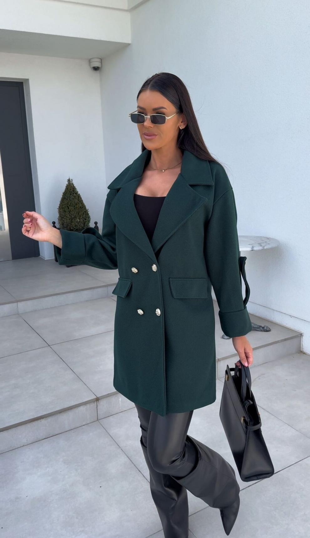 Women's Clothing New solid color H type suit collar woolen coat_voghion.com