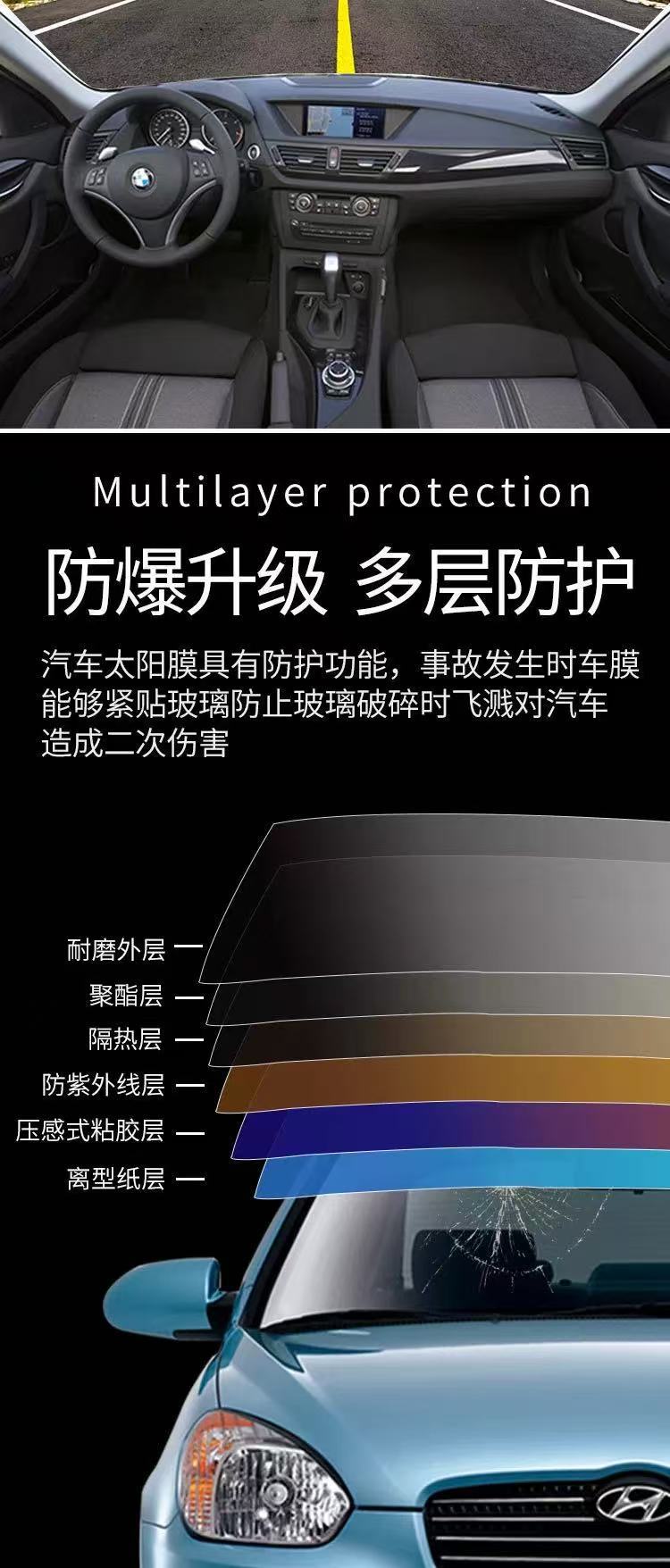 Car Heat Insulation Film Diamond Double Silver Metallic Wire Solar Film Explosion-Proof Film Front Windshield Glass Film Anti-Ultraviolet