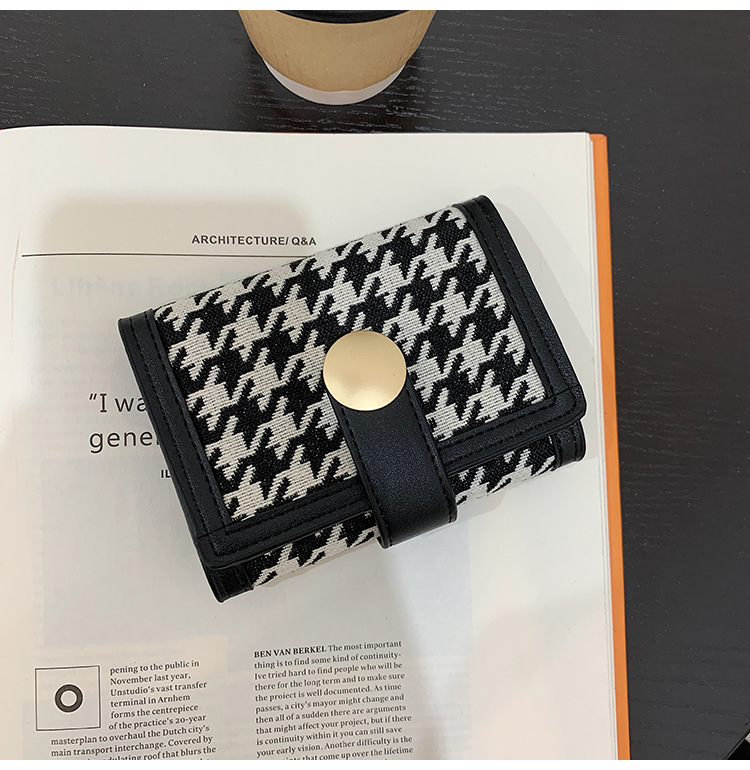 All Seasons Season Women'S Gender Women's Houndstooth Pu Leather Canvas Buckle Wallets