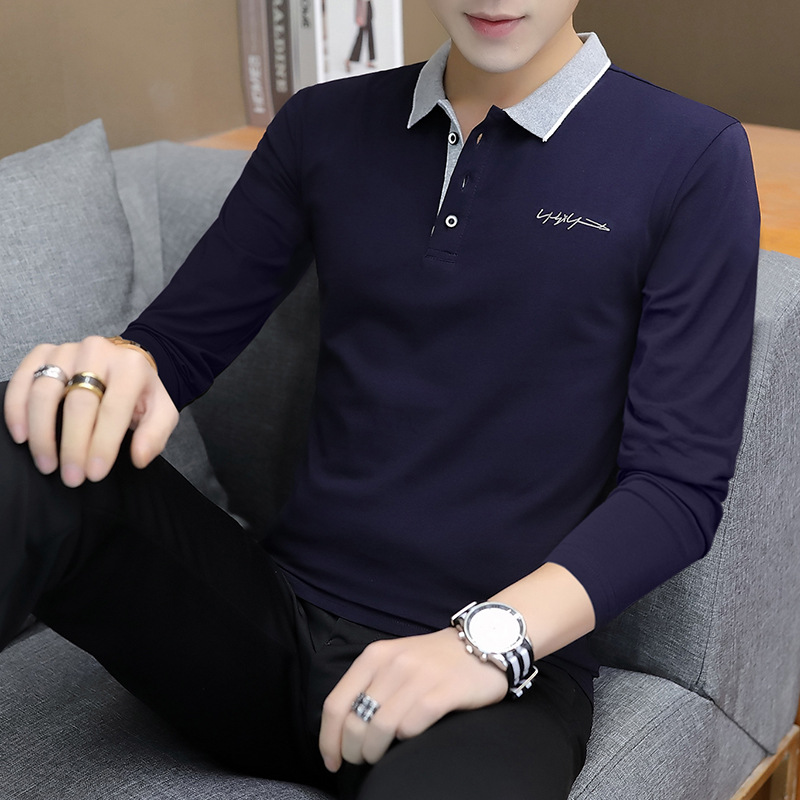 Camisetas POLO transfronterizas de primavera y otoño para hombre, camisetas básicas modernas para negocios, camisetas POLO versátiles de manga larga para jóvenes, ropa masculina de comercio exterior. image 7
