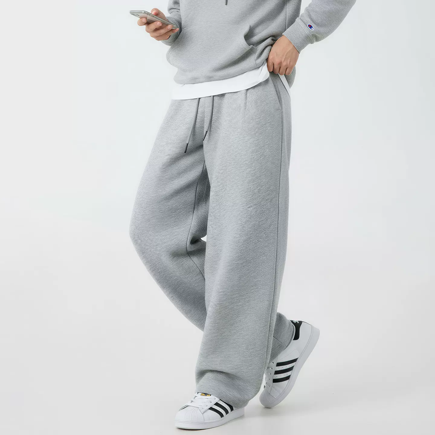 立体打褶设计直筒卫裤男秋冬款宽松廓形百搭休闲裤运动潮牌长裤子