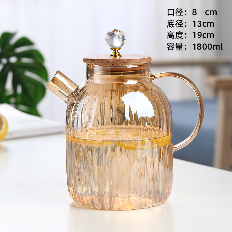 De vidrio hervidor de agua fría traje resistente al calor de alta temperatura de la tetera fruta de la flor tetera Taza refrigerador hogar agua hirviendo hervidor de agua fría