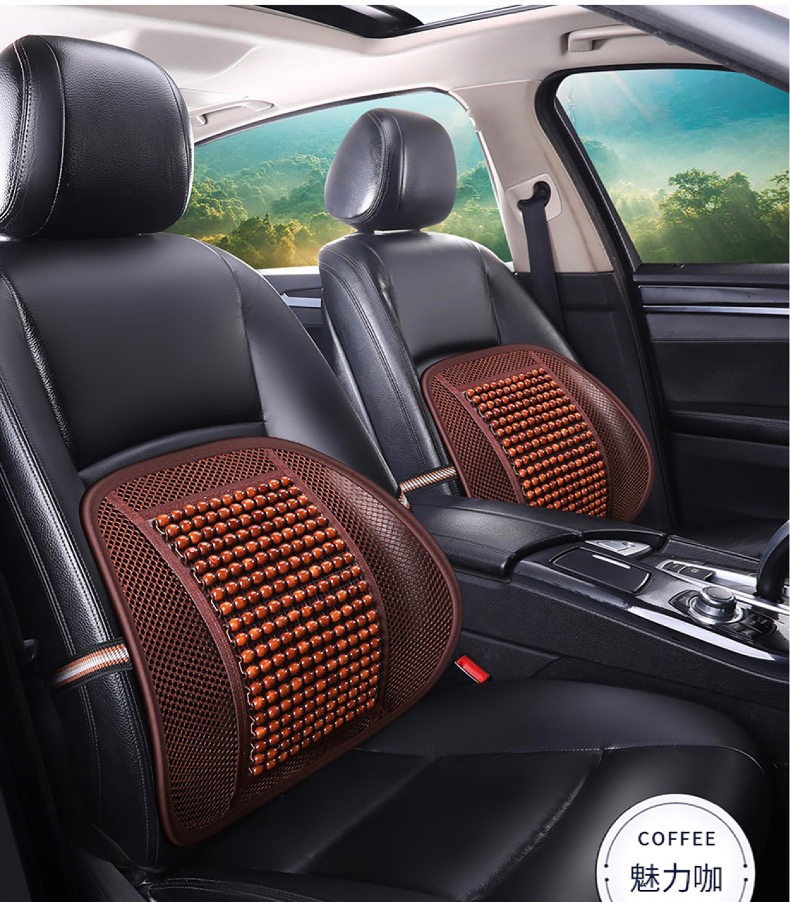 Summer Mesh Breathable Wooden Beads Steel Wire Lumbar Support Ventilated Massage Lumbar Cushion Office Seat Back Cushion Lumbar Cushion