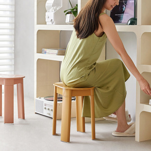Creative Middle Ancient Small Round Stool Designer Stool Nordic ins Home Living Room Modern Simple Dressing Low Stool
