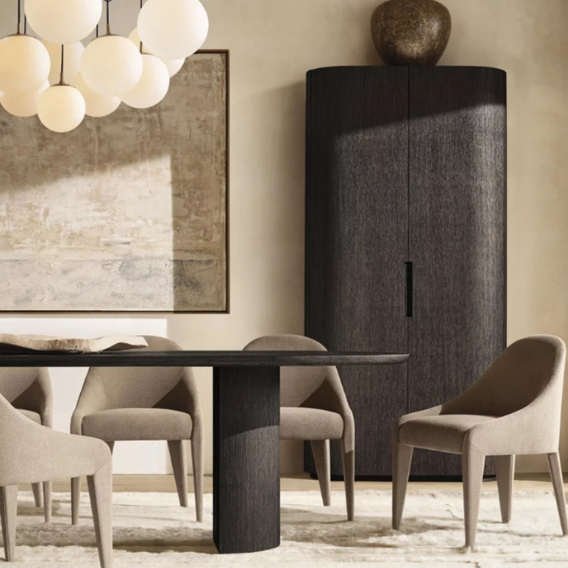 American Style RH Simple Solid Wood Rectangular Dining Table and Chair Combination Household Restaurant Furniture Hotel Amazon Export Factory