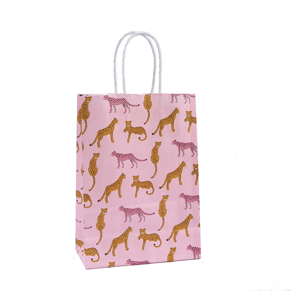 Bolso animal impreso bolsa de embalaje de papel kraft al por mayor para llevar bolsa de compras bolsa de regalo de dulces de fiesta image 6