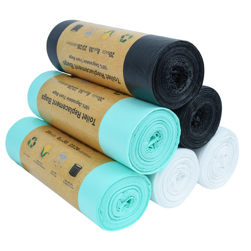 Biodegradable thickened household flat-mouth Amazon cleaning bag custom starch-based plastic bag