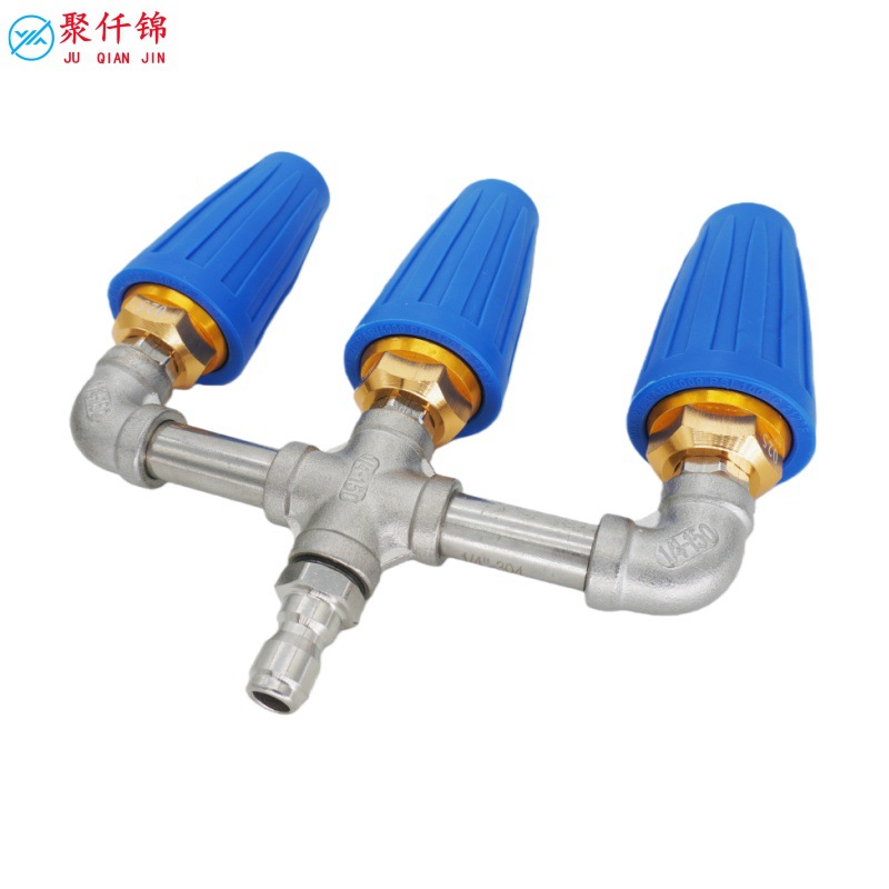 Cross-Border High-Pressure Cleaning Machine Water Gun with Aluminum Alloy Ceramic Core Rotating Nozzle and Stainless Steel Three-Way Connector 4000 Psi
