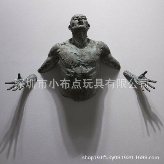 Glass fiber reinforced plastic resin plating imitation copper abstract through-the-wall figure art sculpture living room hotel indoor and outdoor wall pendant Glass fiber reinforced plastic resin plating imitation copper abstract through-the-wall figure art sculpture living room hotel indoor and outdoor wall pendant