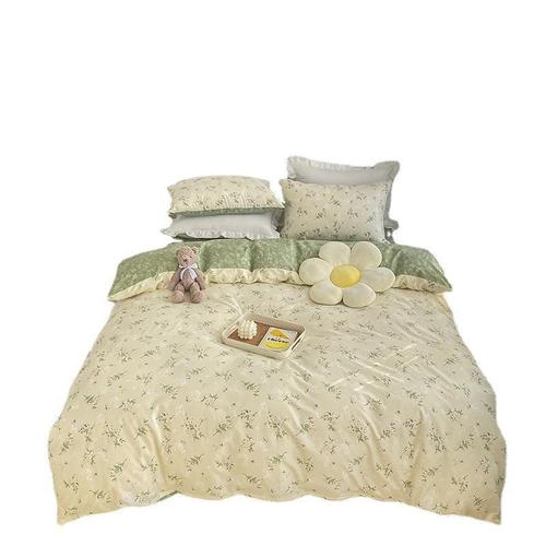New cotton small floral bed four-piece set pure cotton bed sheet fitted sheet bedding three-piece set gift group purchase wholesale