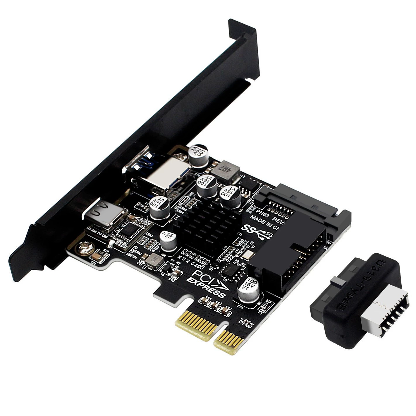 PCIE к USB3.0A порт TypeC передняя установка TypeE 19P20P полная интерфейсная карта расширения