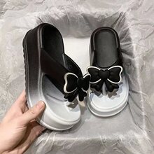 渐变蝴蝶结厚底人字拖鞋夏季外穿夹脚增高防滑海边沙滩可爱凉拖鞋