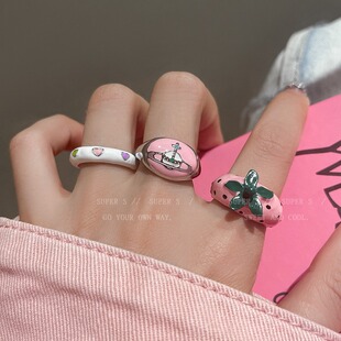 Cute strawberry, fashionable one size ring for beloved, 2023 collection