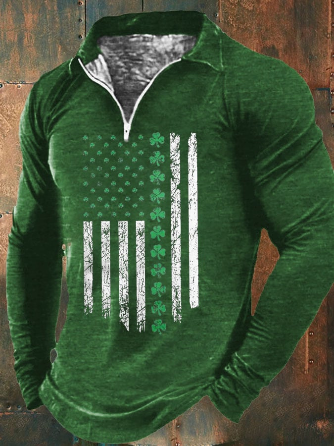 Camiseta de manga larga de estilo retro americano con estampado digital para hombre otoño nueva camisa POLO con cremallera MB14