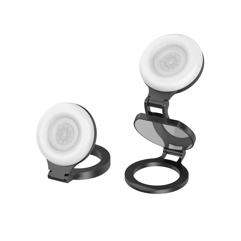 Rotatable MagSafe Magnetic Phone Fill Light, Dimmable 3‑Tone, Foldable with Double Mirror