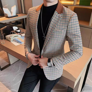 Old style continues to make 23531 suit jacket men's single-breasted suit houndstooth suit men