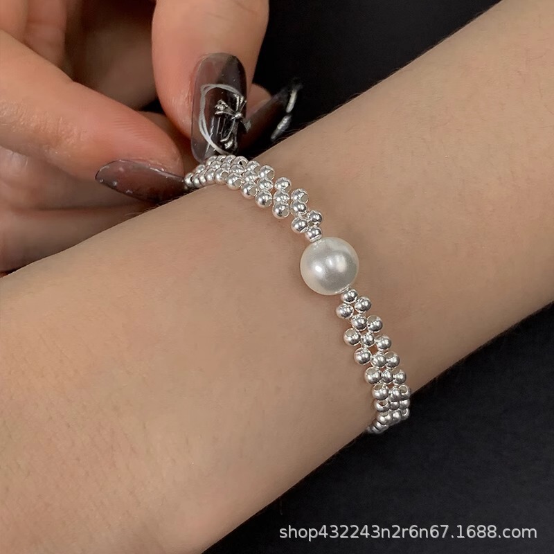Zhuji Natural Strong Light Freshwater Pearl Bracelet S925 Sterling Silver Small Silver Beads Braided Bracelet Ins Japanese and Korean Niche Zhuji Natural Strong Light Freshwater Pearl Bracelet S925 Sterling Silver Small Silver Beads Braided Bracelet Ins Japanese and Korean Niche