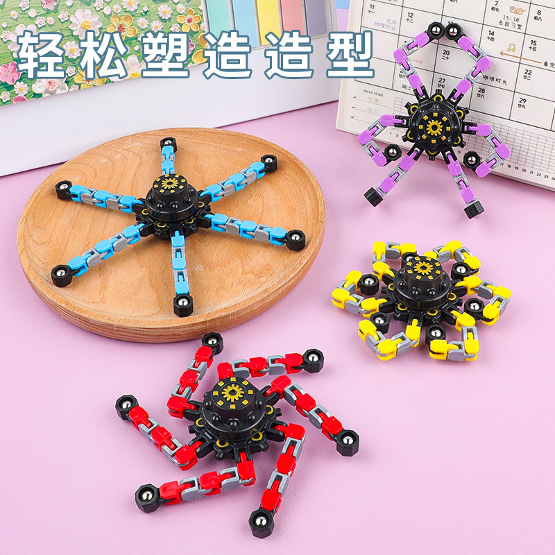 フィジェットスピナー変形可能な回転ロボット子供用ベビー機械式ジャイロおもちゃ減圧指回転スパイラル|undefined