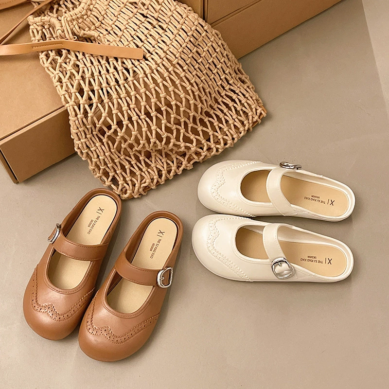 Женские сандалии-босоножки в стиле ретро Baotou Birkenstock на лето 2026 года, туфли Mary Jane с толстой подошвой, полуботинки, открытые босоножки для женщин