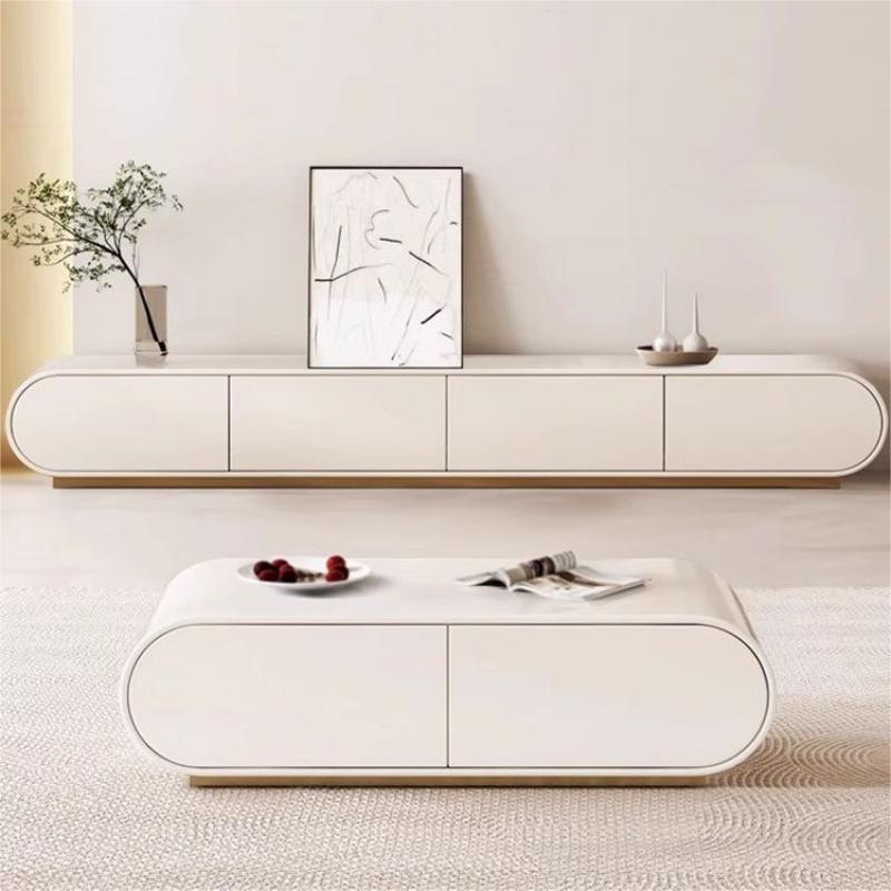 Francés estilo crema TV gabinete simple moderna sala de estar hogar mesa de café TV gabinete combinación pequeño apartamento piso gabinete