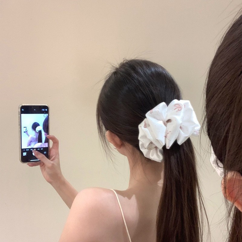 清甜香蕉夹浅蓝小熊蝴蝶结印花扎高马尾温柔软妹风轻松青春少女感|undefined
