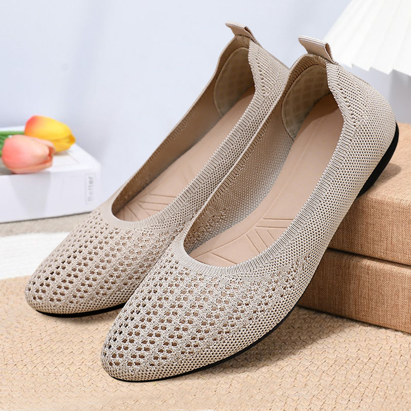 Zapatos casuales para mujer, zapatos de mujer para dropshipping transfronterizo, zapatos de malla poco profundos y versátiles, zapatos planos de punta, zapatos de moda modernos.