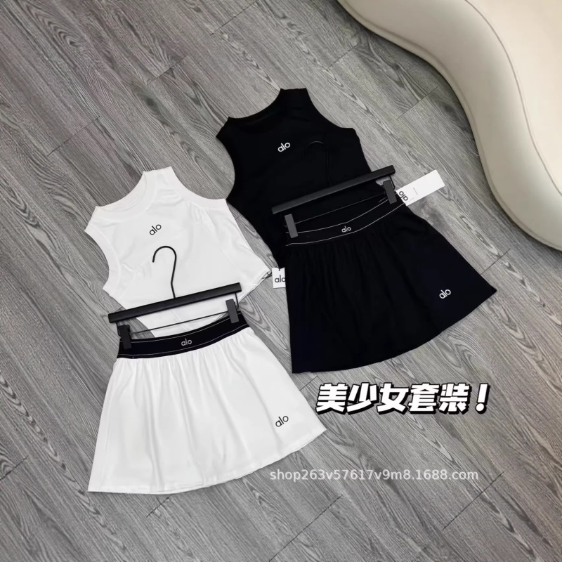 2026 New Summer Alo Tennis Girl Set Yoga Vest + Tennis Skirt Quick-Drying Fabric Breathable Two-Piece Set 2026 New Summer Alo Tennis Girl Set Yoga Vest + Tennis Skirt Quick-Drying Fabric Breathable Two-Piece Set