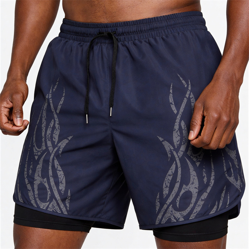 Músculo de verano hombre running shorts deportivo doble capa 2 en 1 forrado elástico pantalones de ejercicio secos rápidos shorts de carrera