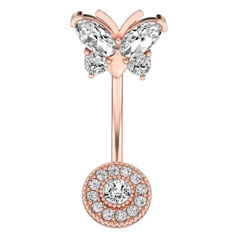 Трансграничные новый верхний бабочка нижний круглый Циркон пупка кольцо пупка ногтей человеческого тела пирсинг ювелирные изделия онлайн оптом