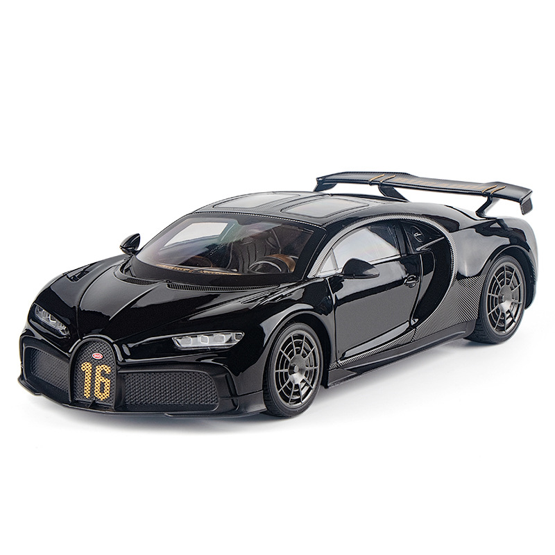 1:18 박스형 BUGATTI 슈퍼 러닝 합금 사운드와 라이트 후륜 충격 자동차 장난감 모델 소년 장식품 도매 어린이