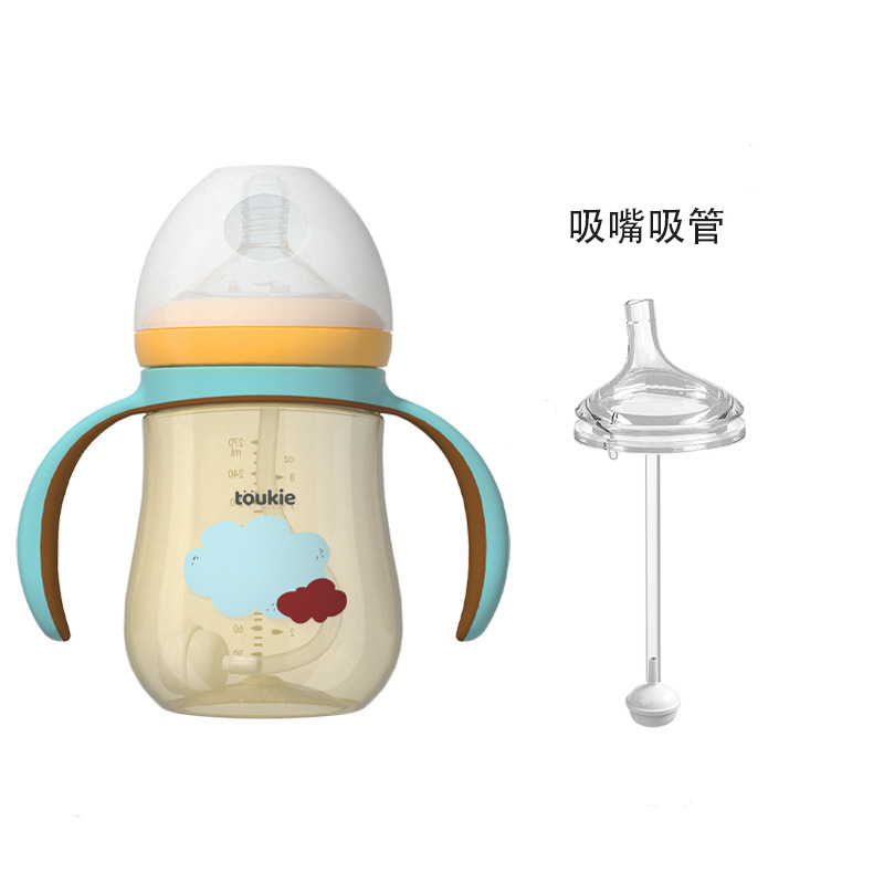 Tookie travieso de ancho calibre PPSU biberón con mango paja recién nacido infantil anti-flatulencia bebé suministros