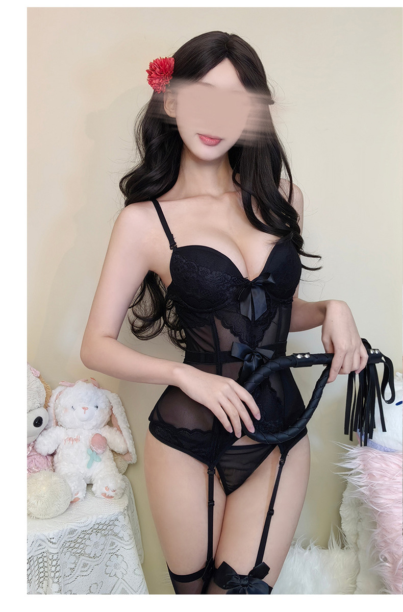 Kimono-Style Lingerie Costume Set with Fish-Bone Waist Sling and Stockings — detail image 13