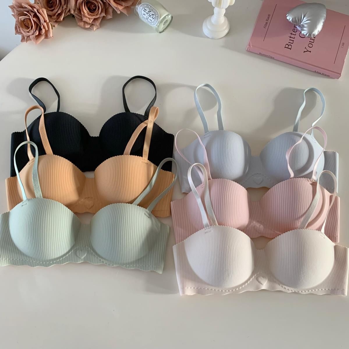 Solid Color Pattern Solid Color Lady Sexy Nylon Sponge Side Breast Reduction Comfort All Seasons Bralette