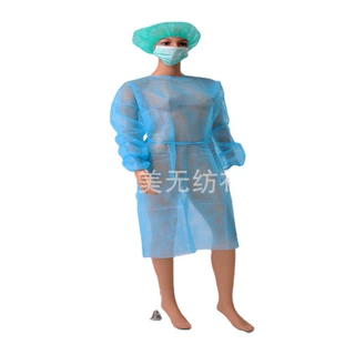 一次性SMS隔离衣无纺布PP反穿衣针织袖橡筋袖防尘车间工作服防护