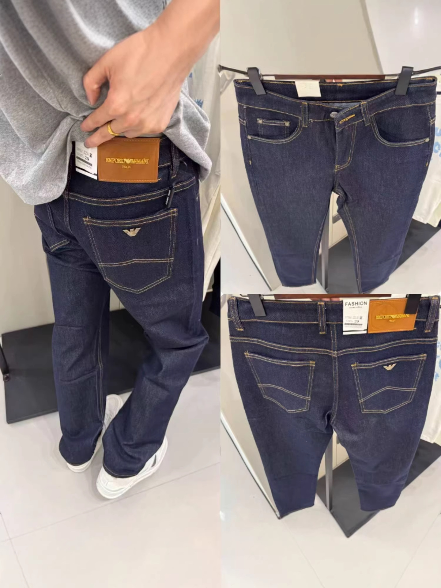 Spring and Autumn New High-End Men's Denim Jeans, Loose Straight-Leg, Mid-Waist, Stretchy Business Trousers, Casual and Versatile