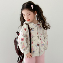 女童外套春秋款2025新款韩版女宝宝卫衣连帽洋气秋装儿童休闲上衣
