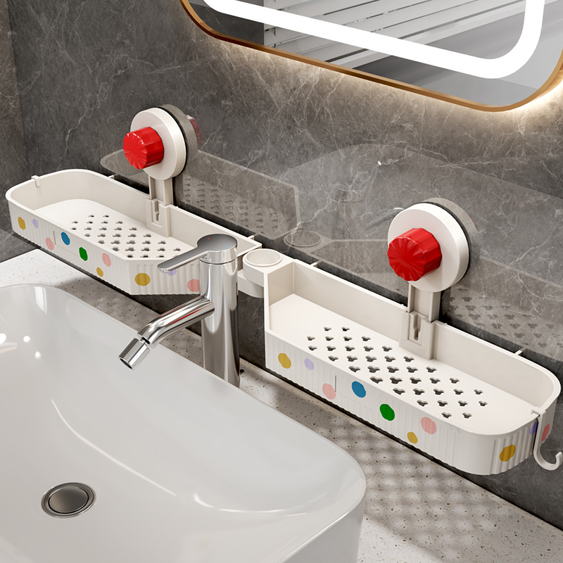 Nai Baibang Bathroom Wall-Mounted Faucet Storage Rack, No-Drill Wall-Mounted Organizer for Toilet, Washing Essentials