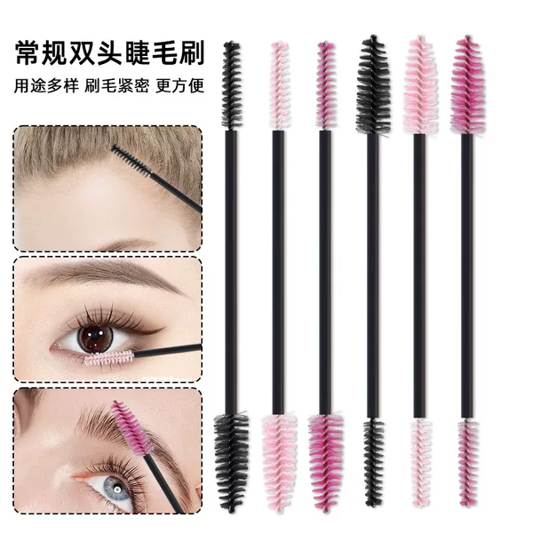 Wholesale new 50 a pack of regular double eyelash brush disposable nylon hair makeup brush eyelash curl eyebrow brush