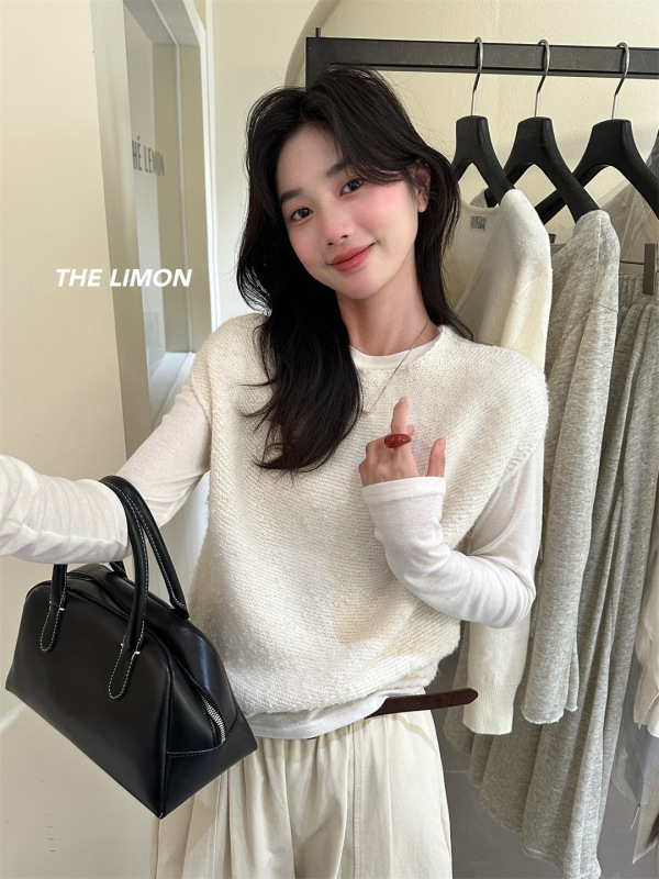 thelimon柠檬绿茶小个子无袖针织背心女2025秋季叠穿坎肩显瘦上衣|undefined