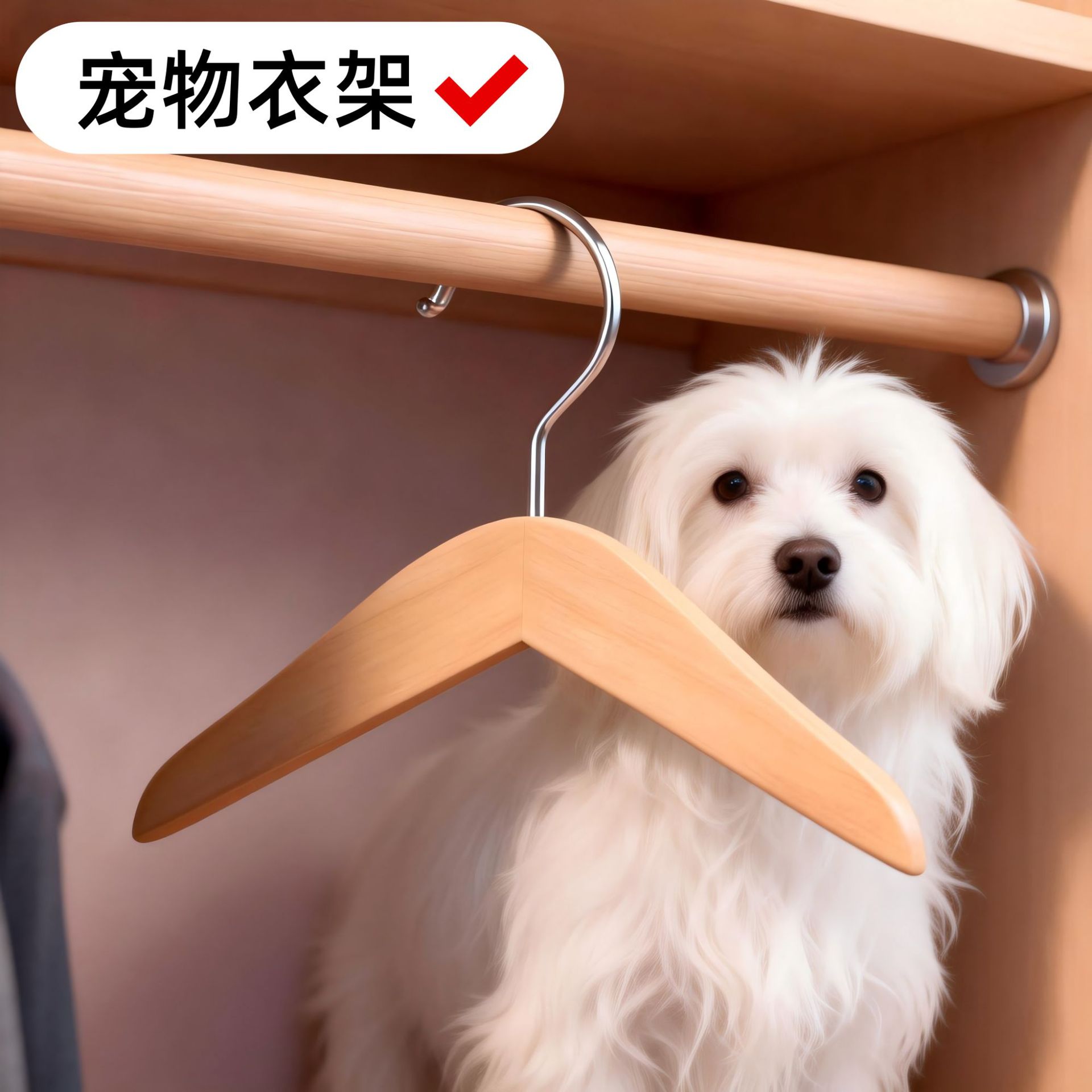 Wooden Pet Clothes Hanger, Doll Clothes Hanger, Mini Hanger for Storing Clothes, Solid Wood Children's Cute Small Hanger for Cats and Dogs