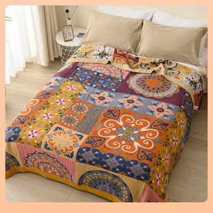 ⇕ Roman Pattern Pure Cotton Multi-Layer Gauze Blanket Towel Quilt Bed Cover Bed Sheets Sofa Towel Bohemian Export