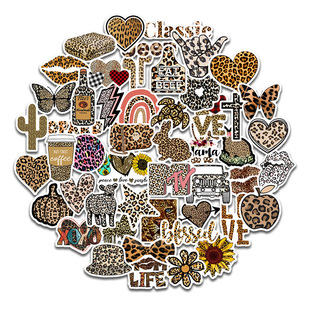 Leopard print animal ins stickers cartoon Jeep large intestine hair ring refrigerator diary Hand Book phone case decorative stickers