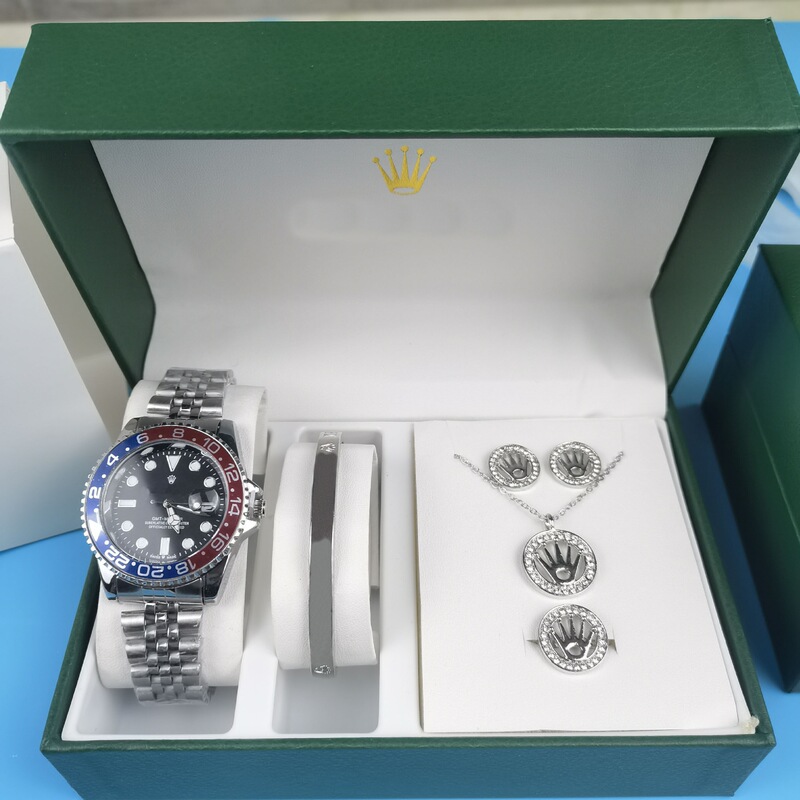 Rolex five-piece set Submariner solid steel band luminous waterproof quartz men's Greenwich watch