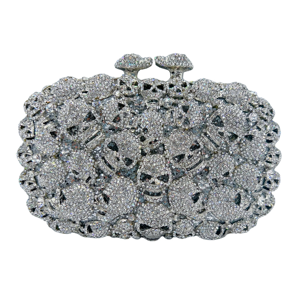 Bolsa de cristal de calavera, bolsa de cena de diamante de calavera, bolsa de diamante de Halloween, bolsa de mano de mujer dura