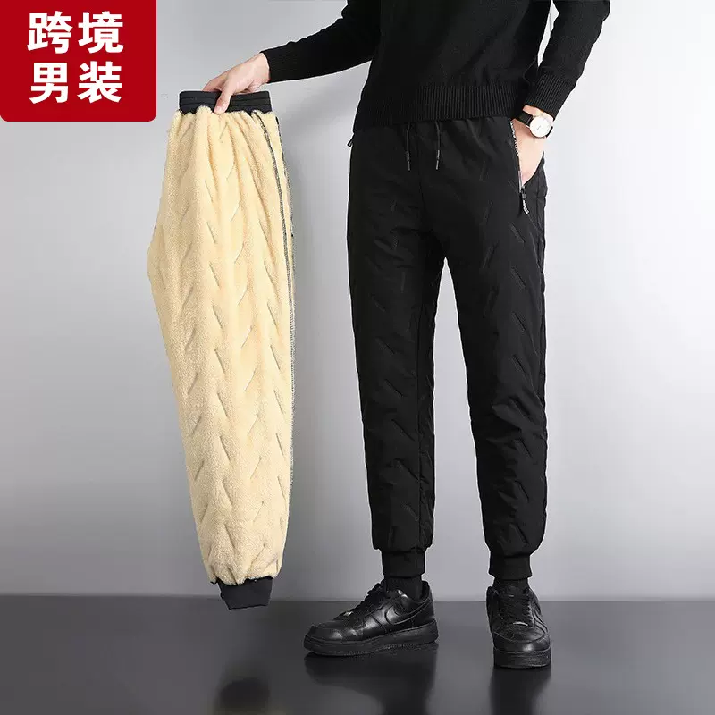 秋冬男士羊羔绒大码棉裤加厚防风保暖男式加绒休闲宽松直筒束脚裤